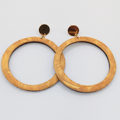 Σκουλαρίκια κρίκοι μπρονζέ με ρουστίκ υφή