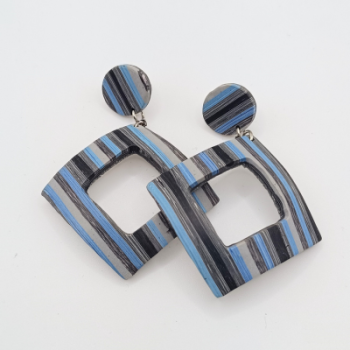  Κρεμαστά Σκουλαρίκια Ρόμβος με Κενό και Ριγέ Μοτίβο 