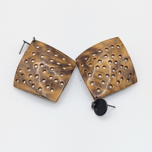 Σκουλαρίκια ρόμβος ρουστίκ μπρονζέ με μαύρο μέταλλο