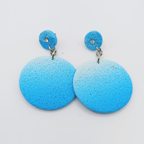 κουλαρίκια Κρεμαστά Οβάλ Κρίκοι , Ombre Γαλάζιο & Λευκό με Στρας 