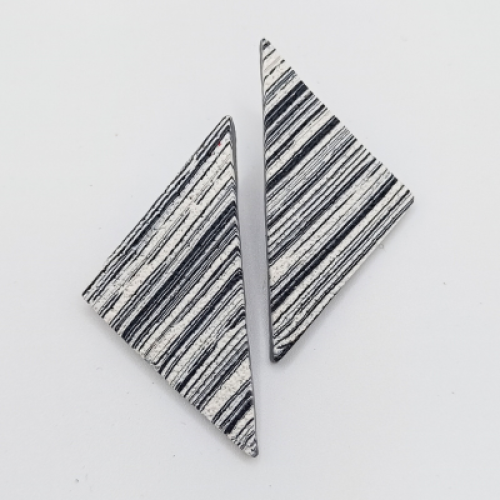  Καρφωτά Σκουλαρίκια Τρίγωνα Ασπρόμαυρο Ριγέ Μοτίβο (Σαγρέ)