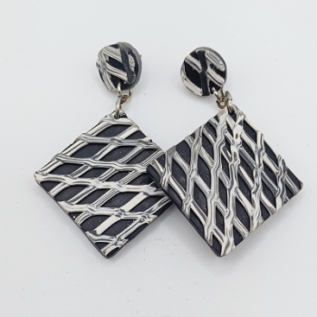  Καρφωτά Σκουλαρίκια Τετράγωνα Πολύχρωμο Ριγέ 