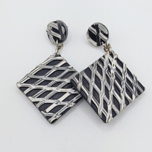  Καρφωτά Σκουλαρίκια Τετράγωνα Πολύχρωμο Ριγέ 