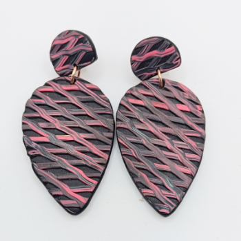  Κρεμαστά Σκουλαρίκια Σταγόνα με Ανάγλυφο Πλεκτό Μοτίβο 