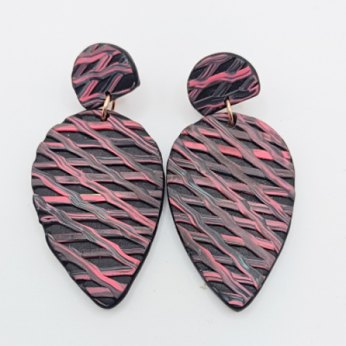  Κρεμαστά Σκουλαρίκια Σταγόνα με Ανάγλυφο Πλεκτό Μοτίβο 