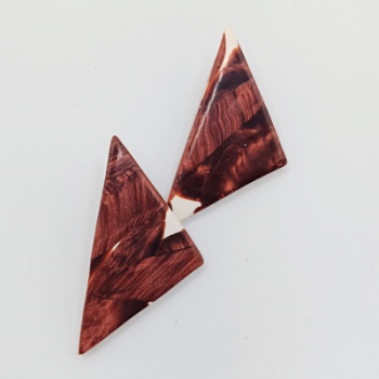 Σκουλαρίκια Τρίγωνα Καρφωτά , Χάλκινο-Λευκό Marbled Γυαλιστερό