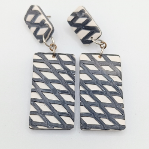  Κρεμαστά Σκουλαρίκια Ορθογώνιο με Πλεκτό Μοτίβο 