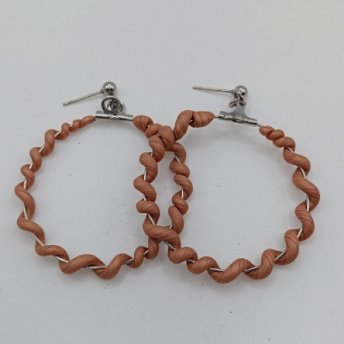  Σκουλαρίκια Κρίκοι Σπείρα, σε Ζεστό Ροζ Μεταλλικό Χρώμα