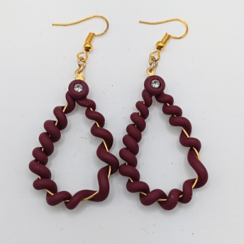  Σκουλαρίκια Σταγόνες Στριφογυριστές/Σπείρα, σε Ζεστό ΜπορντώΧρώμα