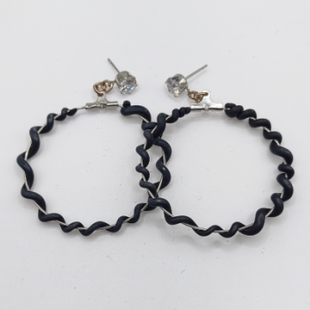  Σκουλαρίκια Κρίκοι  Στριφογυριστοί/Σπείρα, σε Μαύρο Χρώμα