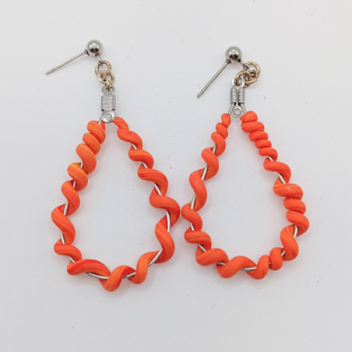 Σκουλαρίκια Σταγόνες Σπείρα, σε Ζεστό Πορτοκαλί Χρώμα