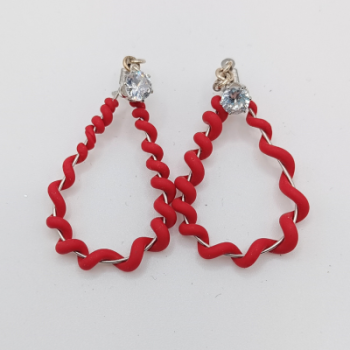  Σκουλαρίκια  Σταγόνες Σπείρα, σε Ζεστό Κόκκινο χρώμα