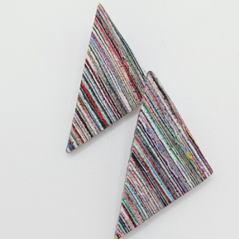  Σκουλαρίκια Τρίγωνα Καρφωτά , Πολύχρωμο Ριγέ Marbled 