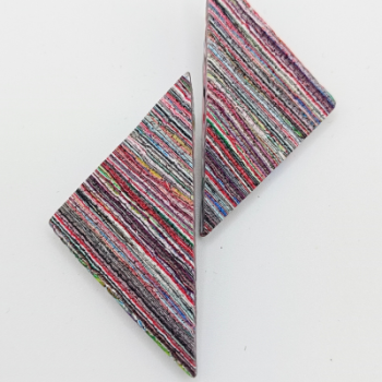 Σκουλαρίκια τρίγωνα καρφωτά πολύχρωμα ριγέ