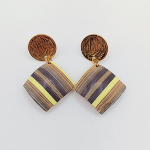  Κρεμαστά Σκουλαρίκια Ρόμβοι με Ριγέ Σχέδιο