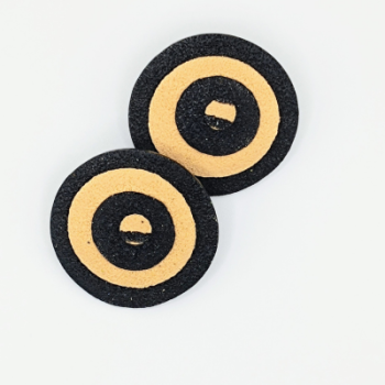 Σκουλαρίκια Στρογγυλά Καρφωτά , Μαύρο-Μπεζ Μοτίβο Στόχου 