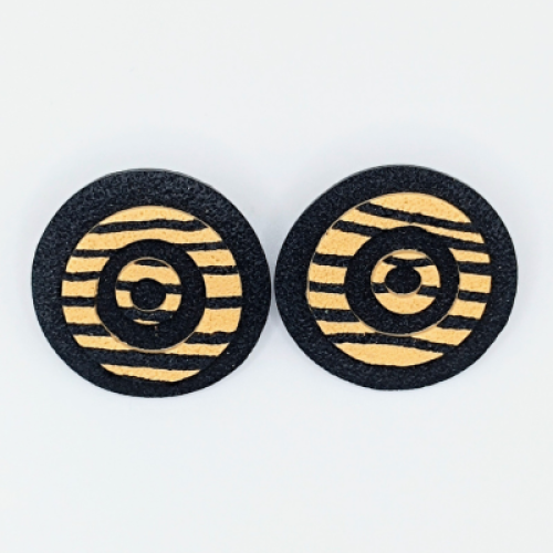  Σκουλαρίκια Στρογγυλά Καρφωτά  Μαύρο-Μπεζ Ριγέ Μοτίβο Στόχου 