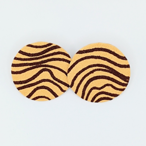 Σκουλαρίκια Στρογγυλά Καρφωτά  Zebra Animal Print 