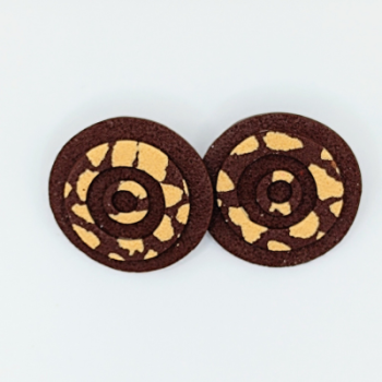  Σκουλαρίκια Στρογγυλά Καρφωτά , Καφέ-Μπεζ Animal Print 