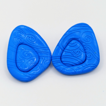  Σκουλαρίκια Γεωμετρικά Τρίγωνα Μπλε με Ανάγλυφο Σχέδιο