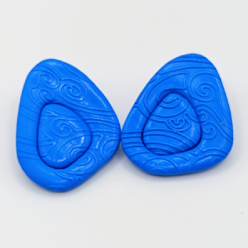  Σκουλαρίκια Γεωμετρικά Τρίγωνα Μπλε με Ανάγλυφο Σχέδιο