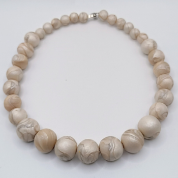  Κολιέ Choker Περλέ Μαρμαρέ Nude με Χάντρες 