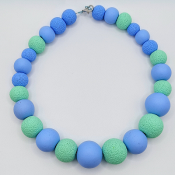  Κολιέ Statement Κλιμακωτό Mixed Media Γαλάζιο & Μέντα