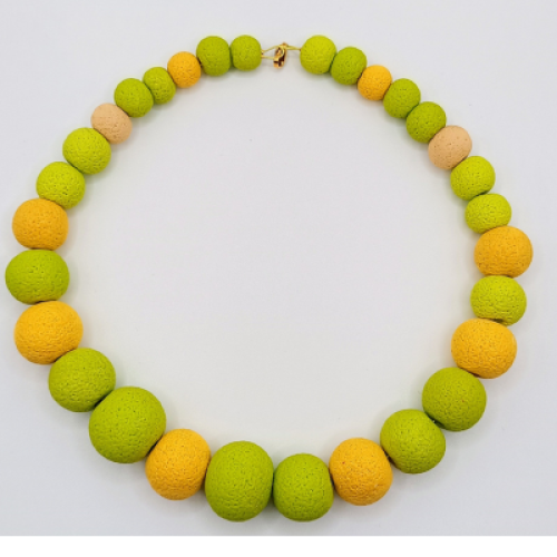  Κολιέ Statement Κλιμακωτό Πράσινο & Κίτρινο Lava Effect