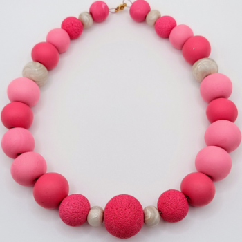  Κολιέ Statement Κλιμακωτό Ροζ, Φούξια & Περλέ Lava Effect