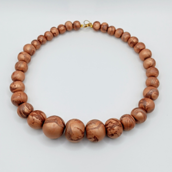 Κολιέ Statement Κλιμακωτό Μπρονζέ/Χάλκινο με Marble Effect