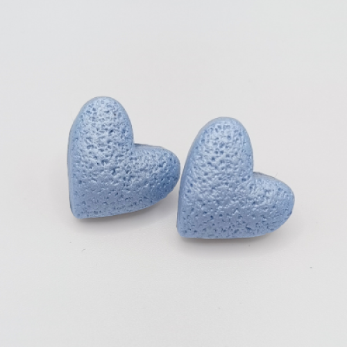  Σκουλαρίκια Καρδιές Μπλε Παλ με Ανάγλυφη Υφή