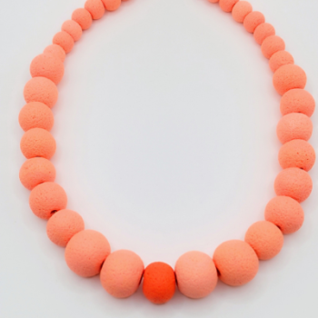  Κολιέ  Κλιμακωτό Ροδακινί/Πορτοκαλί με Κεντρική Χάντρα