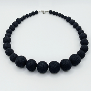  Κολιέ Statement Κλιμακωτό Μαύρο Lava Effect