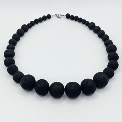  Κολιέ Statement Κλιμακωτό Μαύρο Lava Effect