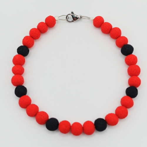  Κολιέ Statement Bicolor Κόκκινο & Μαύρο Lava Effect