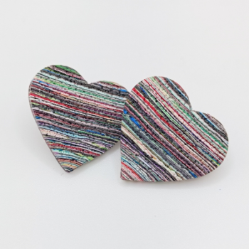 Σκουλαρίκια Καρδιές με Πολύχρωμες Ρίγες (Rainbow Stripes)