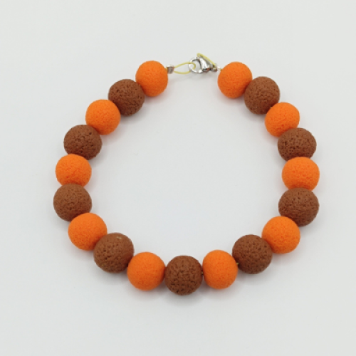  Βραχιόλι με Χάντρες Ζεστό Καφέ & Πορτοκαλί της Φθινοπωρινής Γης