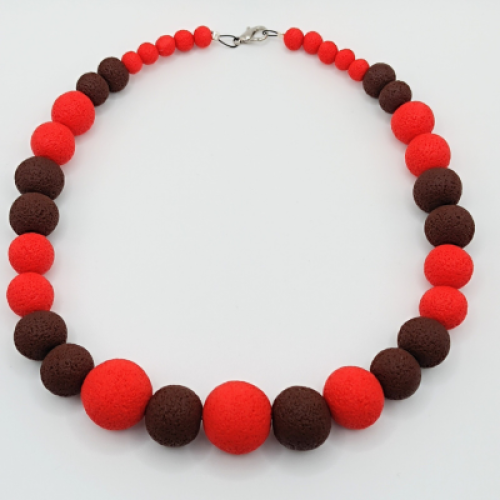  Κολιέ Statement Κλιμακωτό Κόκκινο & Καφέ Lava Effect