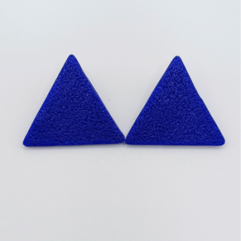  Σκουλαρίκια Τριγωνικά Καρφωτά, Έντονο Μπλε με Ανάγλυφη Υφή 