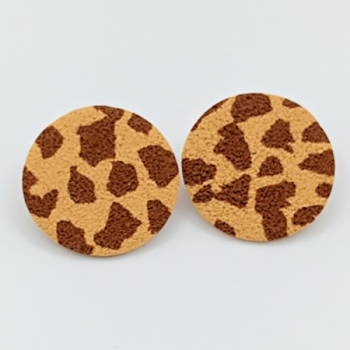  Σκουλαρίκια Στρογγυλά Καρφωτά,Καμηλοπάρδαλη Animal Print