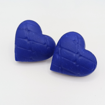  Σκουλαρίκια Καρδιές Μπλε με Ανάγλυφο Καπιτονέ Πομπέ