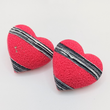  Σκουλαρίκια Καρδιές Παλ Λιλά/Ροζ με Ανάγλυφη Υφή