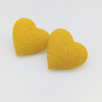  Σκουλαρίκια Καρδιές Κίτρινα με Ανάγλυφη Υφή