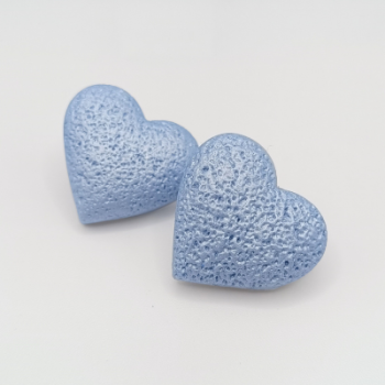  Σκουλαρίκια Μεγάλες Καρδιές Μπλε Παλ με Ανάγλυφη Υφή