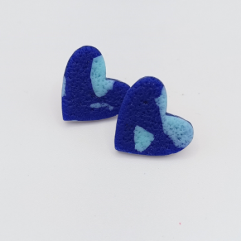  Σκουλαρίκια Καρδιές Μπλε με Γαλάζιες Βούλες