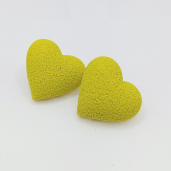  Σκουλαρίκια Καρδιές Χακί με Ανάγλυφη Υφή