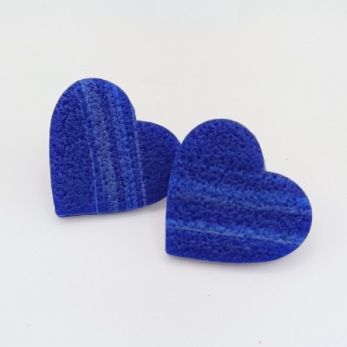  Σκουλαρίκια Καρδιές Μπλε με Μαρμάρινες Ρίγες