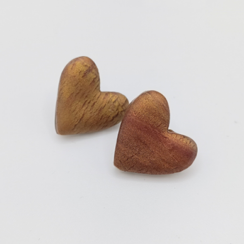  Σκουλαρίκια Καρδιές Μπρονζέ Μεταλλικό με Ανάγλυφη Υφή