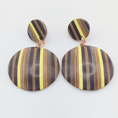  Κρεμαστά Σκουλαρίκια Οβάλ με Πολύχρωμες Ρίγες 