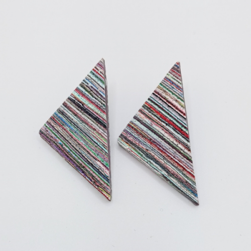  Σκουλαρίκια Τρίγωνα Pop Art με Πολύχρωμες Ρίγες